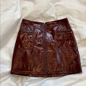 Red Faux Leather Skirt